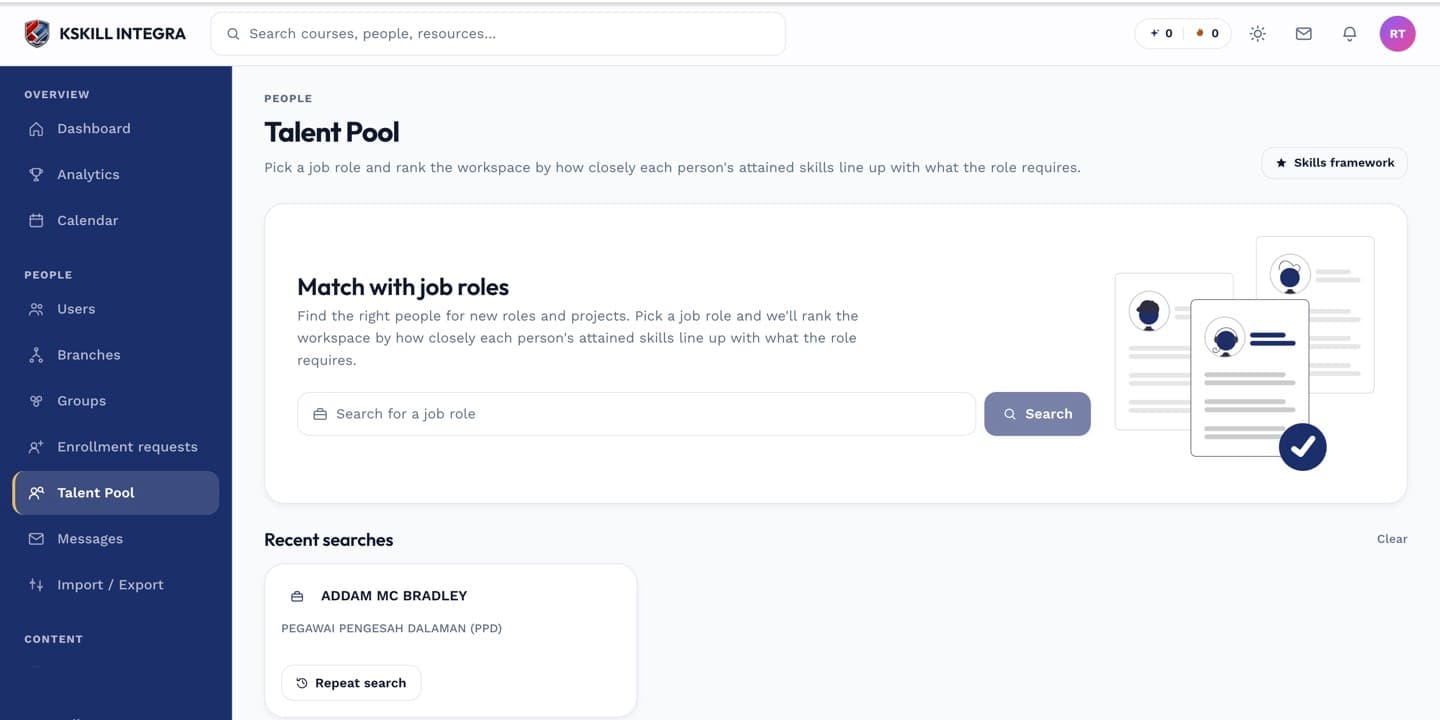 The Talent Pool with role-match search