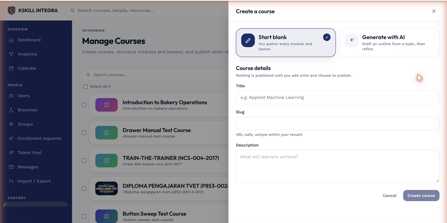 Drawer for adding a course to a learning path from the catalog