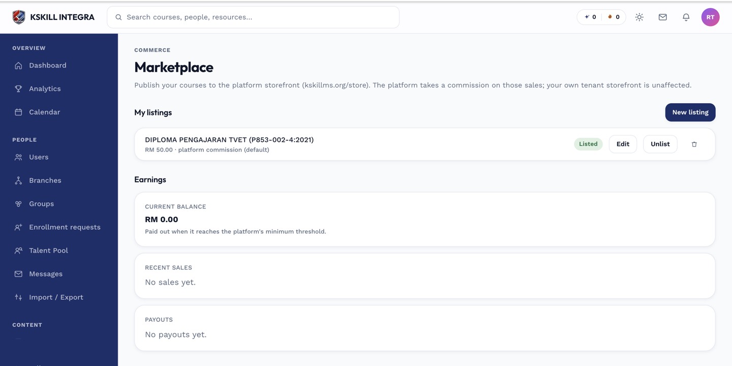 Marketplace listing detail with a purchase in progress
