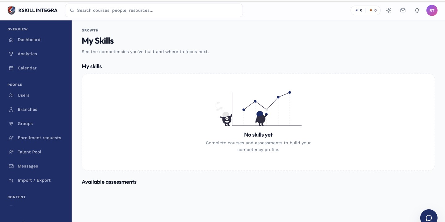 Learner My Skills page