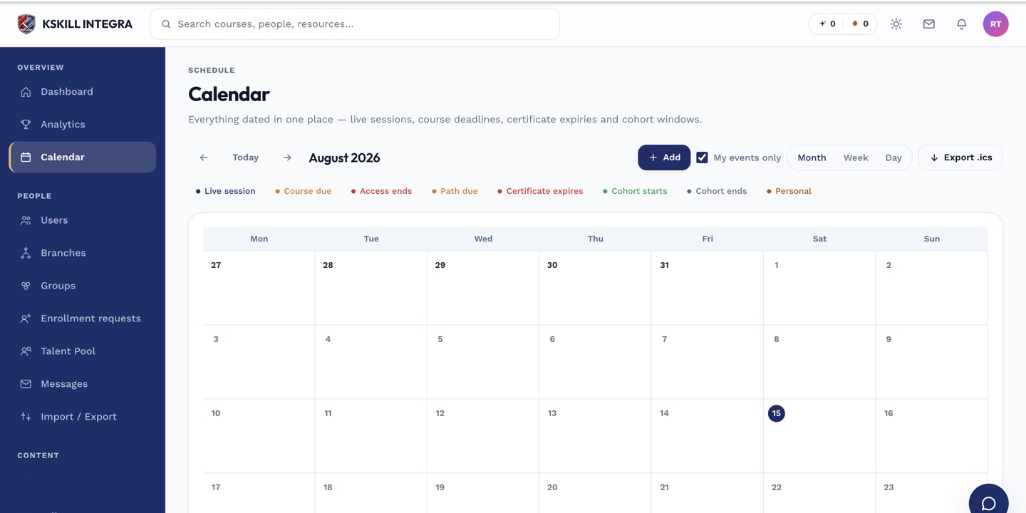 Learner calendar