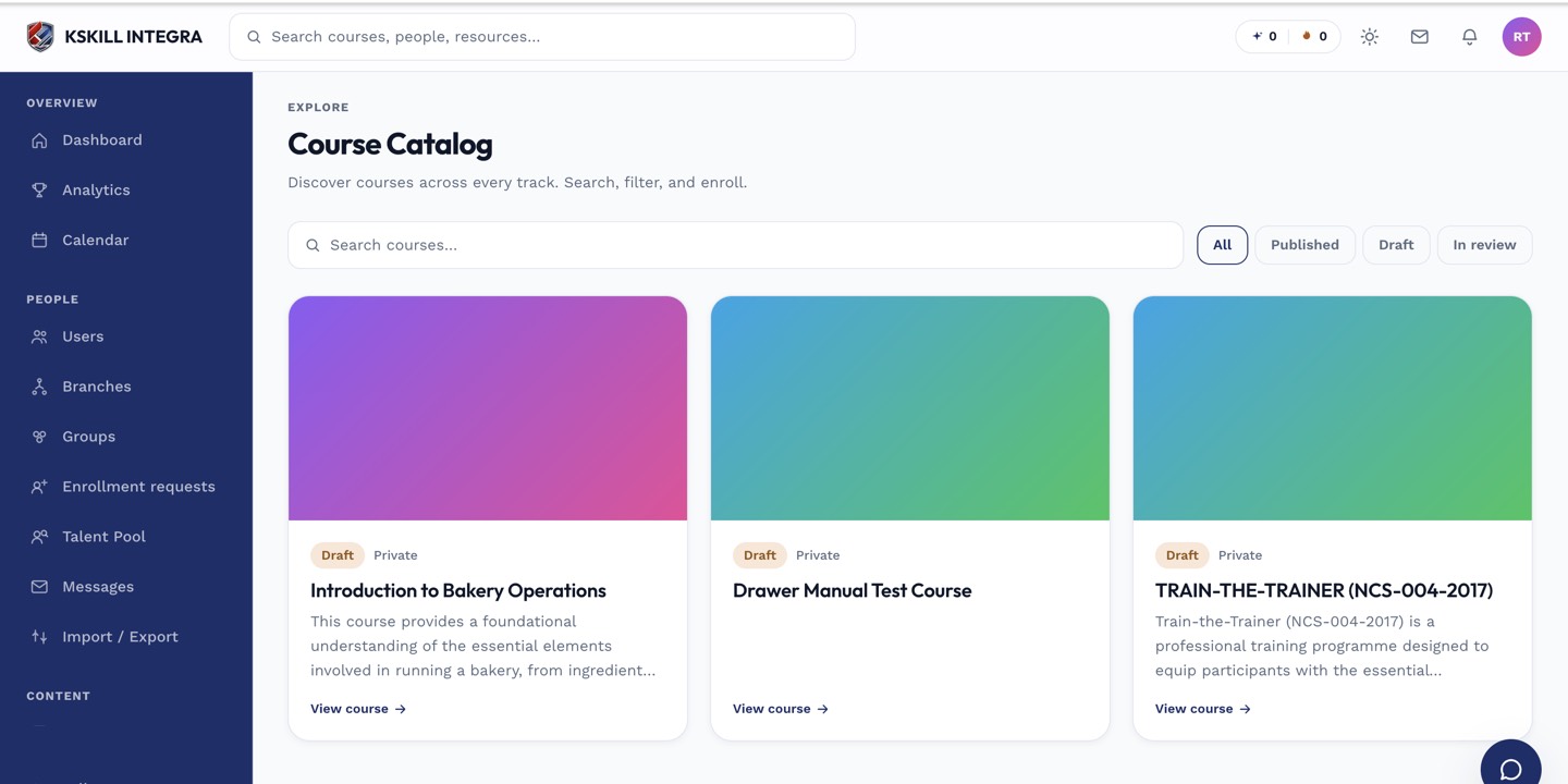 Learner My Courses grid